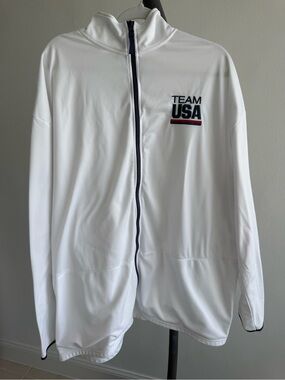Team USA Olympics Full Zip Track Jacket Men 3XL White Embroidered Logo